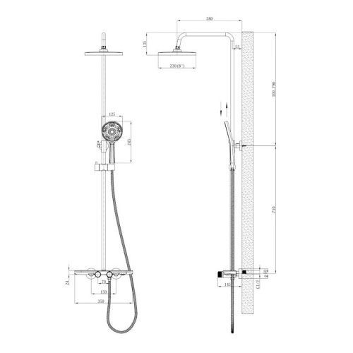 Душевая стойка Esko STT2000 настенная цвет хром с термостатом - фото 3