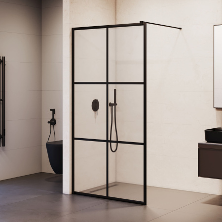 Душевая перегородка RGW Walk In 32101190-84 90х200 стекло с рисунком профиль черный