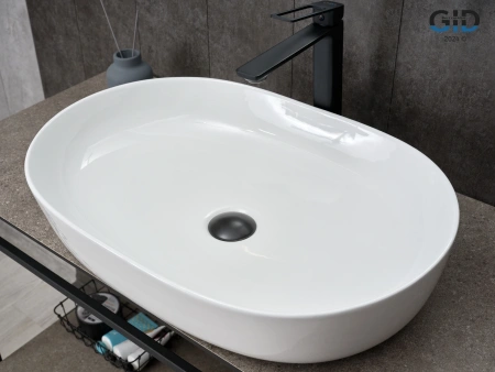 Раковина керамическая Gid Lago 51204 60х40 накладная цвет белый без отверстий под смеситель