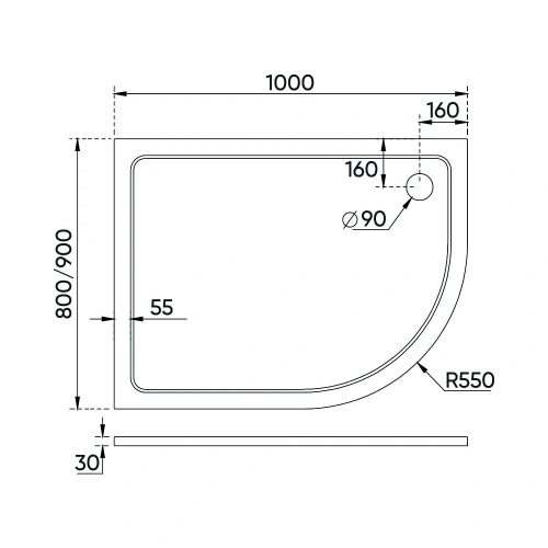 Душевой поддон Veconi Tezeo stone TZ11R-10090A-01-19C3 90х100 искусственный камень белый - фото 2