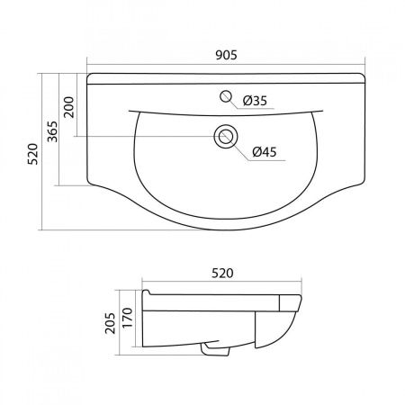 Раковина керамическая Onika Эльбрус 1WH110790 90х50 накладная цвет белый 1 отверстие под смеситель