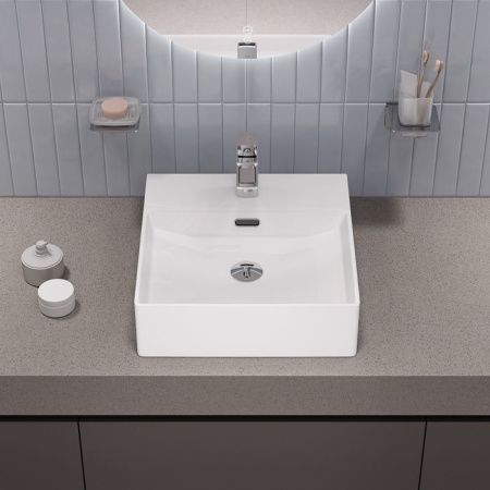 Раковина из сантехнического фарфора Iddis Bild BILWS42i27 40х40 полувстраиваемая цвет белый 1 отверстие под смеситель