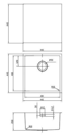 Кухонная мойка Iddis Edifice EDI44B0i77 45х45 цвет золото поверхность матовая