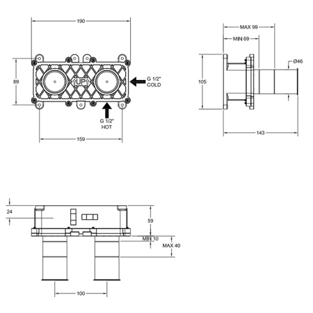 Встраиваемая часть для смесителя с изливом Gessi PARTI INCASSO 54198#239