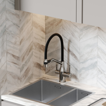 Смеситель для кухни Sancos Orta SC4008BN на мойку брашированный никель/черный