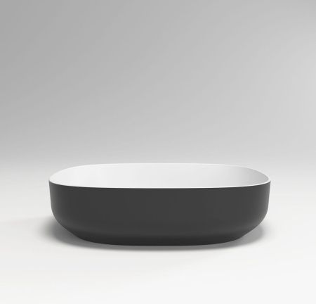 Раковина из искусственного камня Plumberia Selection Veloma VELOMA OVAL BN 50х40 накладная цвет белый/черный