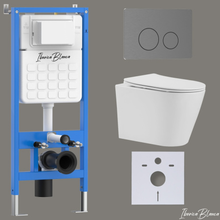 Комплект унитаз с инталляцией и клавишей смыва Iberica Blanca BURGOS ALTO IB001.BRA.234.8180