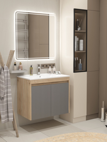 Тумба под раковину Teymi Netta T60604 75х46х62 подвесная цвет дуб - фото 3