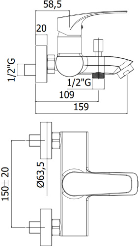 Смеситель для ванны с душем Paffoni Lime LM022CR настенный хром без термостата - фото 2