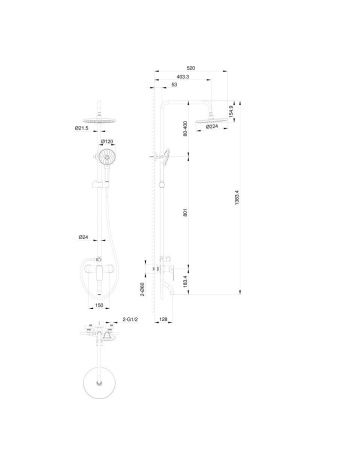 Душевая стойка Wonzon & Woghand WW-AE3354-BG настенная цвет золото