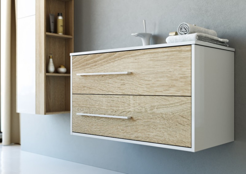 Тумба под раковину Aqwella Y Mai.01.09/L 92х45х53 подвесная цвет белый/коричневый - фото 3