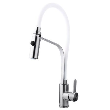 Смеситель для кухни Fashun A54112-8 на мойку белый/сатин