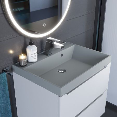 Раковина из искусственного камня Uperwood Classic Quartz 291030015 60х50 полувстраиваемая цвет серый