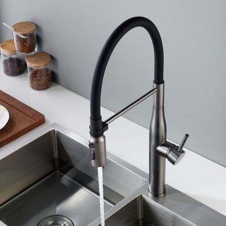 Смеситель для кухни Shevanik S123T-3 на мойку оружейная сталь