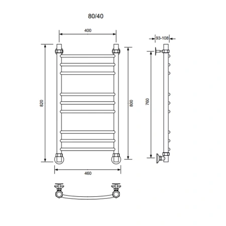 Полотенцесушитель Veconi Nemi-A N8040CH-A 40х80 водяной хром