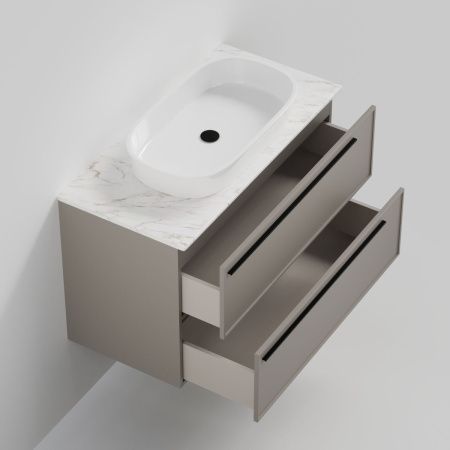 Тумба со столешницей La Fenice ELBA TWIN NFNC-01-ELB-C-100-2-3-GG 100х50 подвесная цвет бежевый