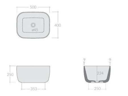 Раковина из сантехнического фарфора Galassia Lola 7500 50х40 накладная цвет белый