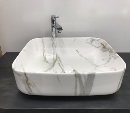 Раковина из санфаянса CeramaLux 190 50х39 накладная цвет белый