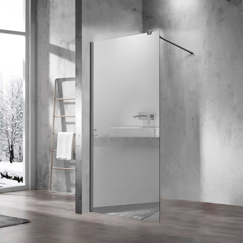 Душевая перегородка Vincea Walk in VSW-1H800MRGM 80х200 стекло зеркальное профиль вороненая сталь