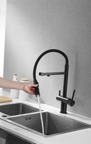 Смеситель для кухни Rose R958H на мойку черный - фото 4