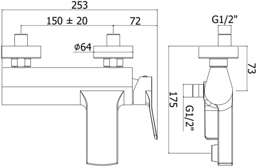 Смеситель для ванны с душем Paffoni Tilt TI022ST настенный сталь - фото 2
