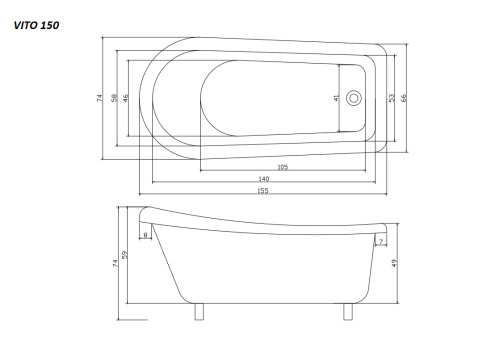 Ванна акриловая Cerutti SPA CT9669 155х74 отдельностоящая асимметричная - фото 4