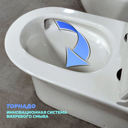 Унитаз напольный с бачком Teymi Ellie T40206 белый с сиденьем микролифт безободковый смыв торнадо