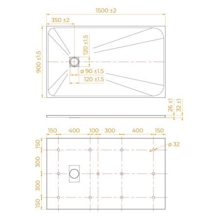 Душевой поддон из стеклопластика RGW 553502915-01 150х90 белый