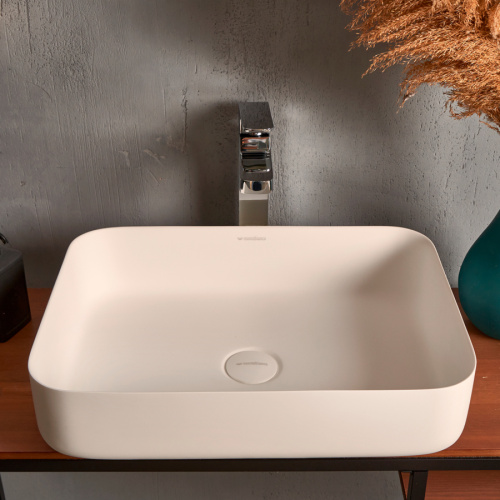 Раковина из искусственного камня MonteBianco Loreto lungo 495 12017 55х33 накладная цвет белый матовый без отверстий под смеситель - фото 3