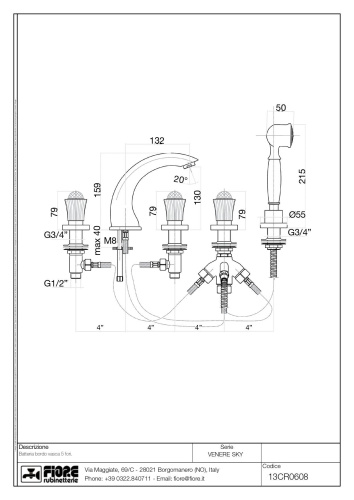 Смеситель Fiore Venere Sky 13CR0608 на борт ванны хром - фото 2