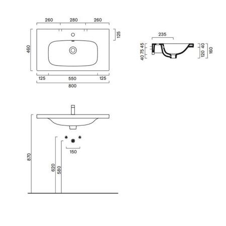 Раковина керамическая Catalano Alvea 620810001 80 см подвесная цвет белый без отверстий под смеситель