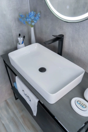 Раковина керамическая Gid Geométrico 51140 60х34 накладная цвет белый без отверстий под смеситель