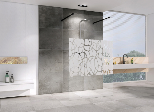 Душевая перегородка Abber Immer Offen AG68100BF8 100х200 стекло прозрачное с рисунком профиль черный - фото 2