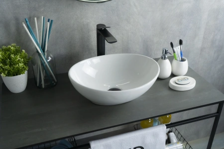 Раковина керамическая Gid Lago 51178 40х30 накладная цвет белый без отверстий под смеситель