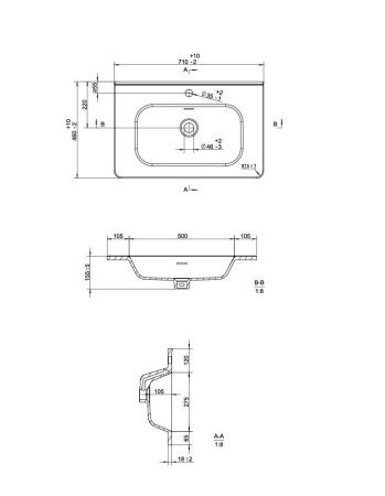 Раковина керамическая Uperwood Monica RMonica80wg 80х50 полувстраиваемая цвет белый