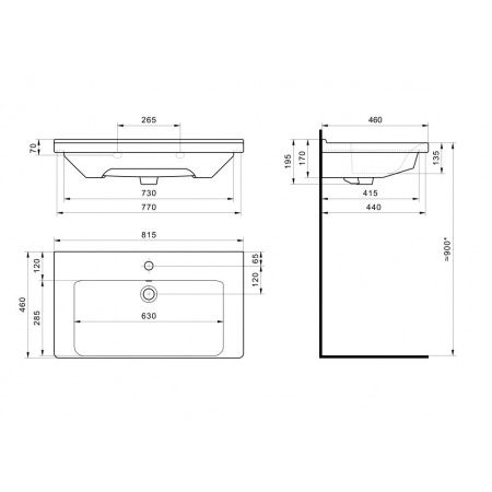 Раковина керамическая Onika Миранда 1WH302251 80х50 накладная цвет белый 1 отверстие под смеситель