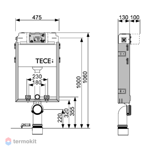 Модуль для установки унитаза на капитальную стену Tece TECEprofil 9370300 - фото 2