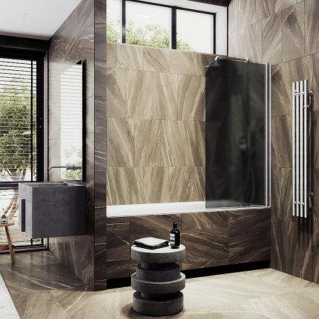 Душевая шторка на ванну Maybah Glass MGV-614-5 60х140 стекло тонированное профиль хром матовый ориентация универсальная