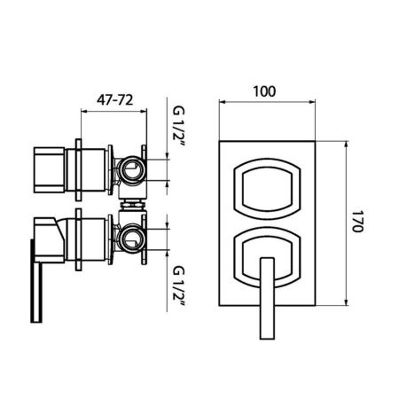 Смеситель для ванны и душа Webert Azeta AZ880601015 встраиваемый в стену хром