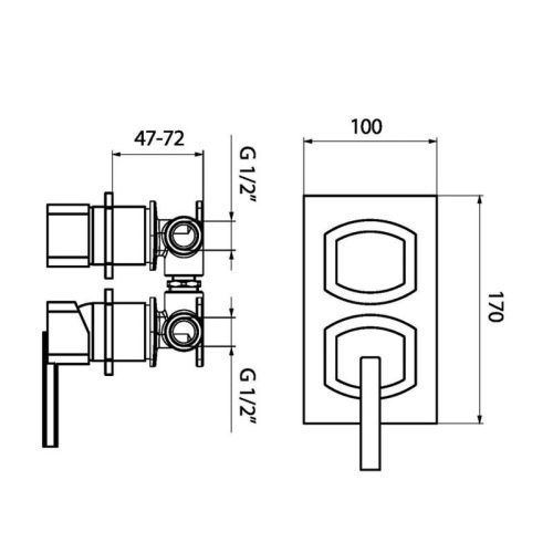 Смеситель для ванны и душа Webert Azeta AZ880601015 встраиваемый в стену хром - фото 3