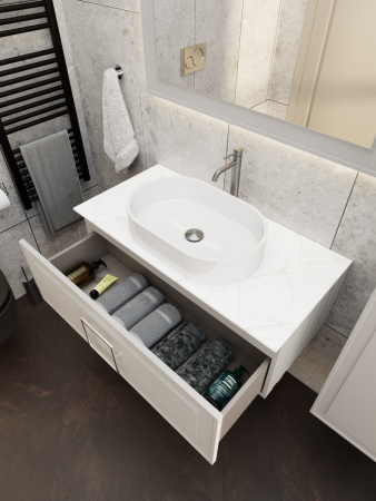 Тумба со столешницей La Fenice CUBO NFNC-01-CUB-C-100-1-GG 100х50 подвесная цвет бежевый