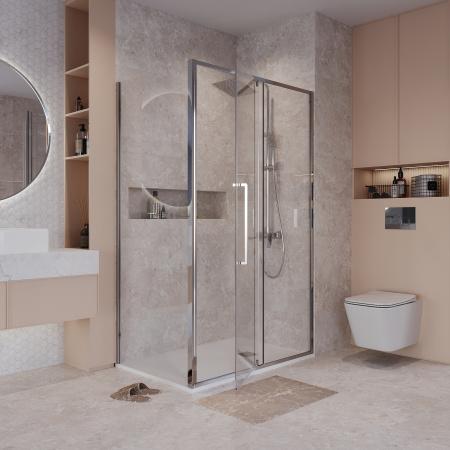 Боковая стенка Niagara Nova NG-A80-34 80х195 стекло прозрачное профиль хром глянцевый