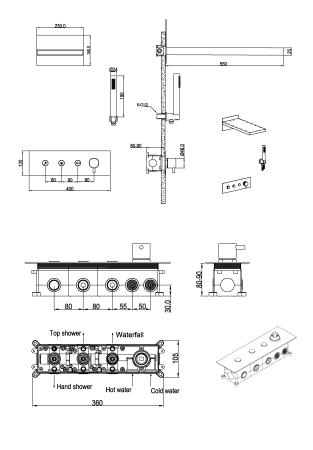 Душевая система Boheme Fusion 130-BG встраиваемая цвет черный