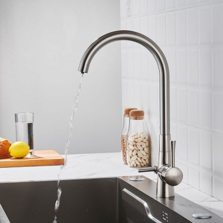 Смеситель для кухни Shevanik S428L на мойку сатин