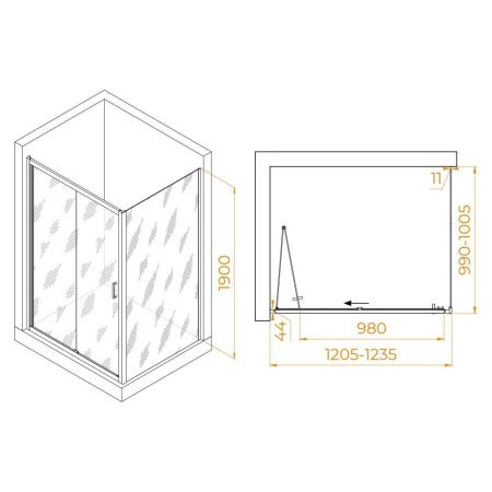 Душевой уголок RGW Passage 060814220-14 120х100 стекло прозрачное профиль хром без поддона