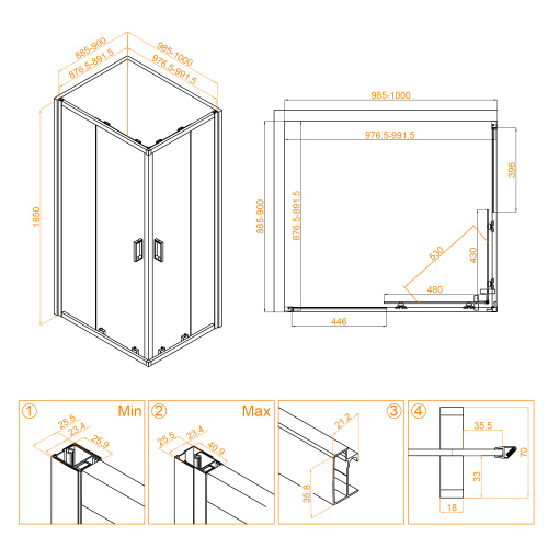 Душевой уголок RGW Classic 32094490-14 90х100 стекло прозрачное профиль черный без поддона - фото 5