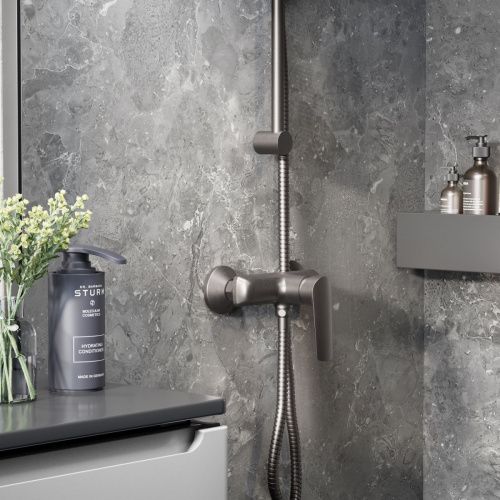 Смеситель для ванны и душа Esko LG80GM настенный вороненая сталь - фото 5