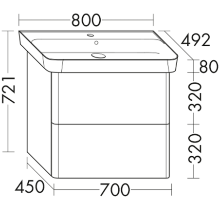 Тумба с раковиной Burgbad Iveo SFEY080F2833G0169C0001*1 80х49х72 подвесная цвет белый глянцевый
