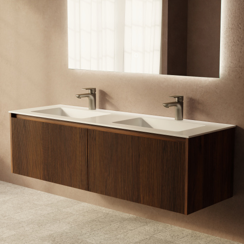 Тумба с раковиной зеркалом и смесителем ArtDecco Camilla (Камилла) ACM14W22D2MF 140x45x40 подвесная цвет черный орех - фото 5