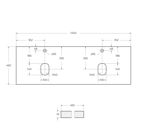 Столешница BelBagno EK-140-2-BO 140х46 накладная - фото 2